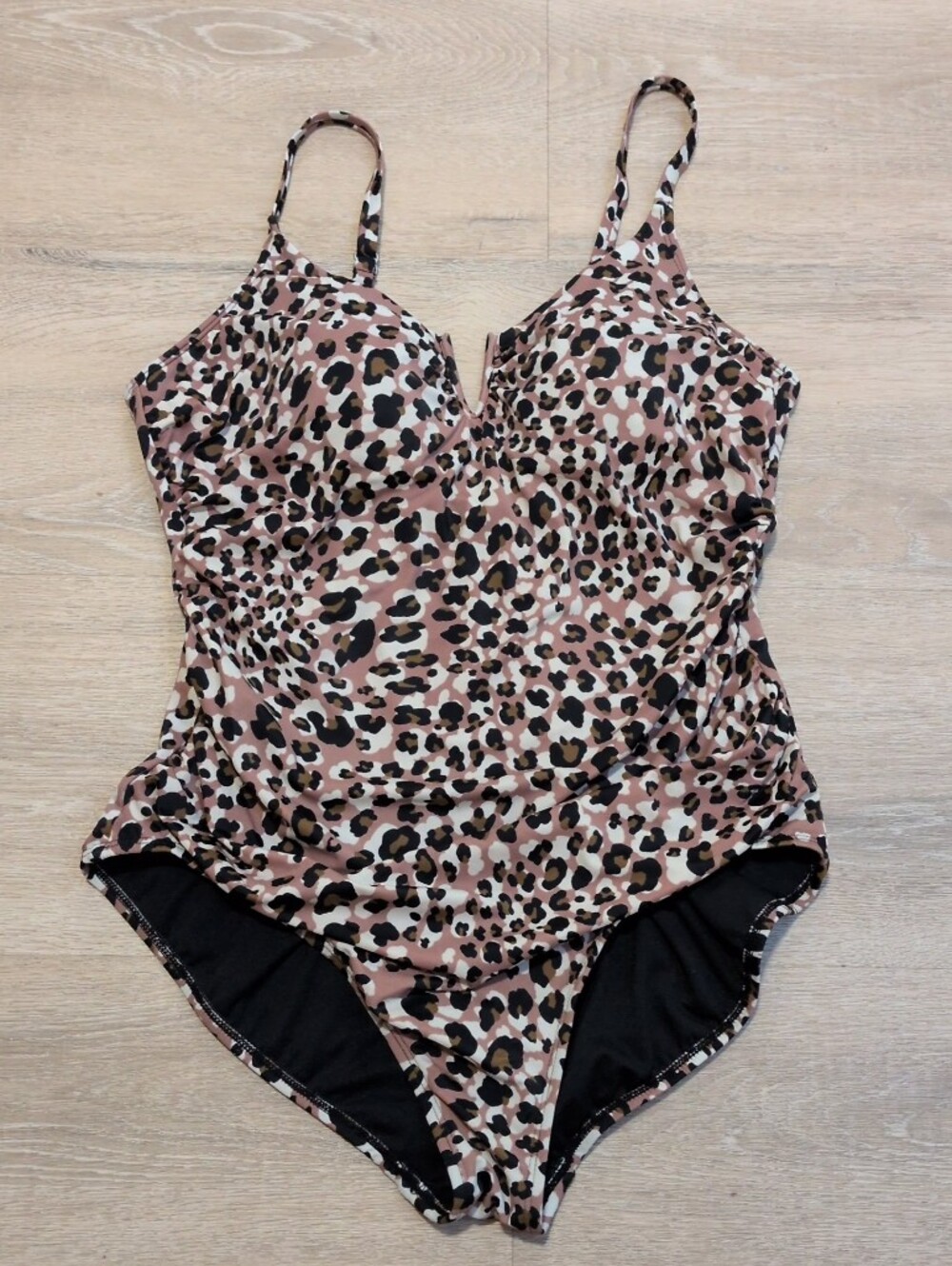 Time Tru Leopard Print One-Piece Swimsuit Cheetah 1X